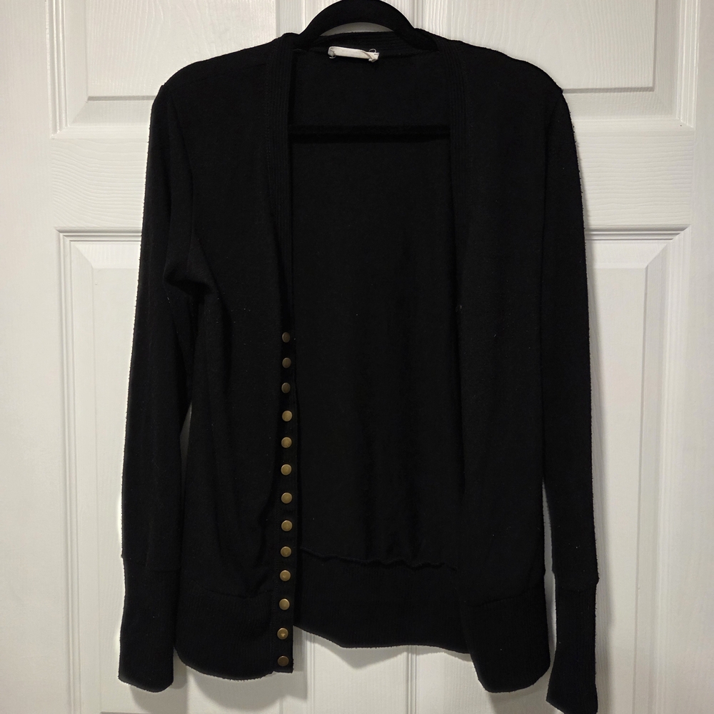 Zenana Outfitters Black Cardigan with Gold Buttons
